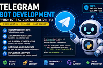 setup telegram bot phyton bot telegram automation bot development fix custom bot