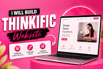 build thinkific website, design thinkific content, thinkific course creation