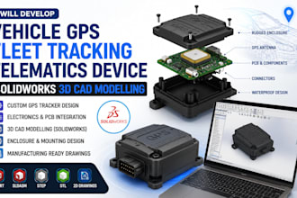 develop vehicle gps fleet tracking telematics device solidworks 3d cad modelling