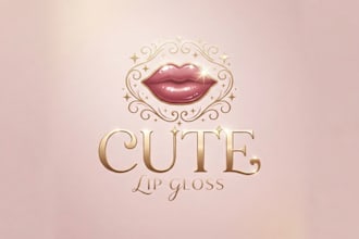 design a glamorous lip gloss logo for your brand