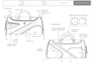 make technical sketches of your travel bag, weekender