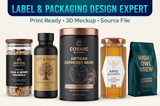 design premium honey label, spice label , honey jar, tin, sauce label design