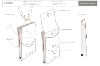make technical sketches of your purse, small leather goods