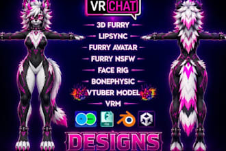 create custom vrchat avatar fursona vrc 3d model anime vrchat avatar facial rig