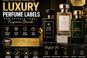 design luxury perfume labels for private label fragrance brands
