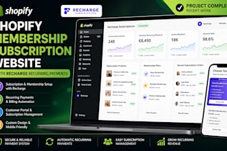 build shopify membership subscription website with recharge recurring payments