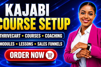 kajabi course, modules, lesson, thrivecart products, sales funnel, coaching page