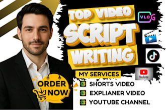 be scriptwriter for youtube video, film screenplay movie script writing