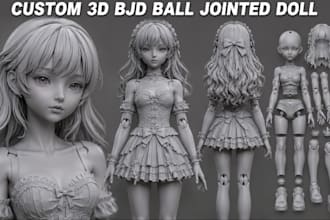 sculpt custom 3d bjd ball jointed doll animal articulated model for 3d printing