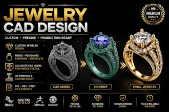 design professional jewelry cad models for rings pendants medalion and casting