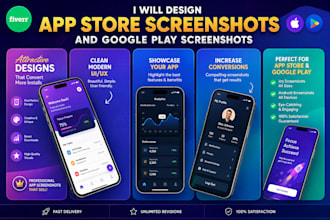 design app store screenshots and google play screenshots for ios and android