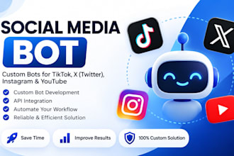 create social media bot, tiktok bot, twitter x bot, instagram, bot youtube bot