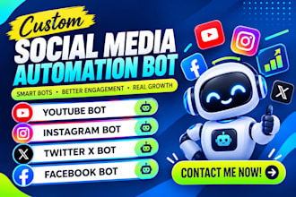 create social media bot, tiktok bot, twitter x bot, instagram, bot youtube bot