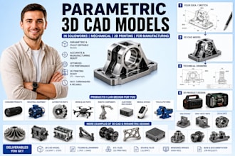 parametric 3d cad models in solidworks mechanical 3d printing for manufacturing