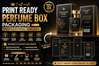 create print ready perfume box packaging with professional dielines