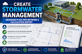 create stormwater management, drainage plan, pipe network and calculation report