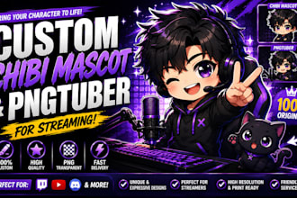 draw custom chibi mascot and png tuber for streaming
