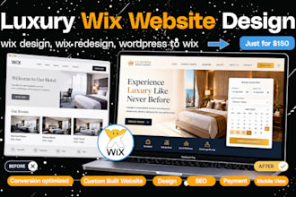do wordpress to wix website creation, luxury wix website, redesign wix booking