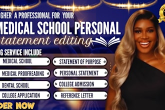 edit your amcas eras personal statement for medical school residency within 12hr