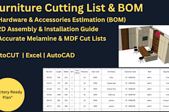 create professional furniture cutting list, bom, and assembly plan