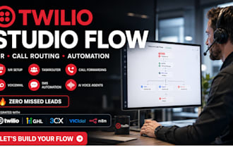 build twilio studio flow, ivr, taskrouter, voicemail and call forwarding