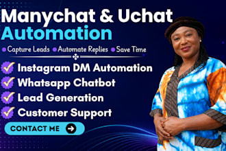 build manychat and uchat chatbot for instagram, facebook and whatsapp automation