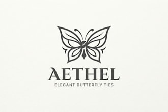 design an elegant butterfly tie logo for your brand
