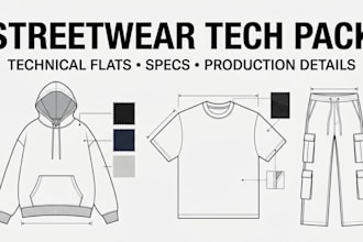 create detailed streetwear tech pack with specs for your clothing brand