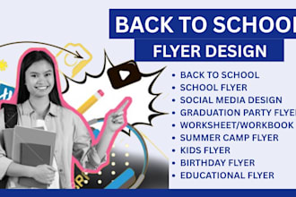 create back to school flyers, posters, worksheets and graduation party flyers