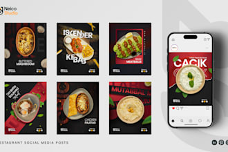 design modern restaurant and food social media posts