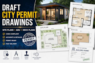 draft city permit drawings, site plans, adu and deck plans