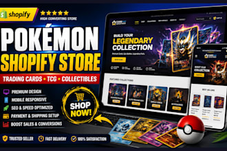 design pokemon shopify store, pokemon card website, trading card and tcg store