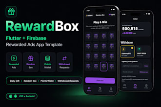 provide mini games rewards app template with firebase