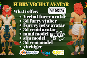 make furry vrchat 3d model, anime nsfw, fursona vtuber vrm avatar, vrc character
