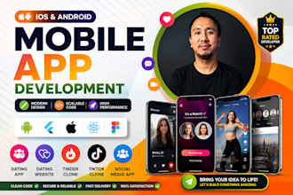 develop dating app, dating website, tinder clone, tiktok clone, social media app