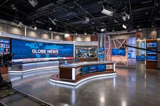 create photorealistic 3d TV studio, news studio and virtual production sets