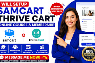 design samcart thrivecart sales funnel, landing page and online course