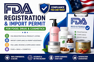 fda registration import permit for food, drug cosmetics in USA, fda label review