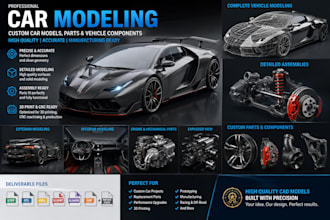 design car models, custom car parts, vehicle component and automotive 3d cad