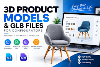 create 3d product models and glb files for configurators