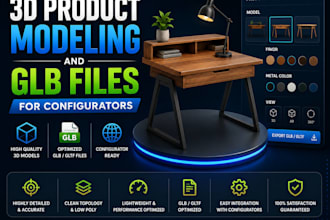 create 3d product models and glb files for configurators