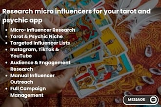 research micro influencers for your tarot and psychic app