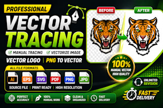 do vector tracing, manual tracing, vectorize image, vector logo, png to vector
