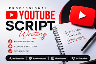 be your script writer for youtube video script writing and video scriptwriting