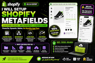 setup shopify metafield custom fields metaobject liquid code for shopify store