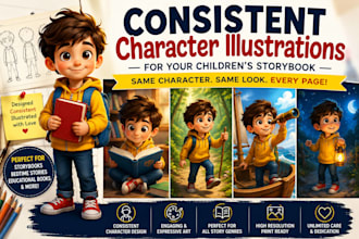 design consistent character illustration for your childrens storybook