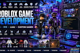 build full roblox game, custom roblox r15 outfit, r6 roblox developer scripting