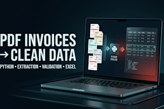 automate invoice PDF data extraction to excel CSV or json using python