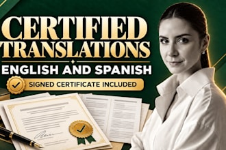 provide certified translation from spanish to english and vice versa