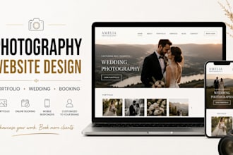 design photography website, photography portfolio, wedding website with booking